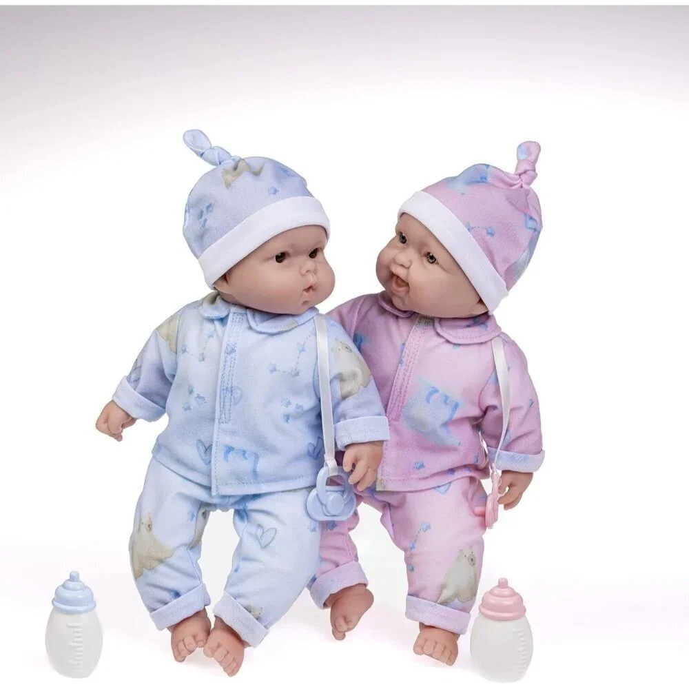 🆕12Inch Caucasian Twins Newborn Dolls with Soft Cloth Body Pink and Blue Twins